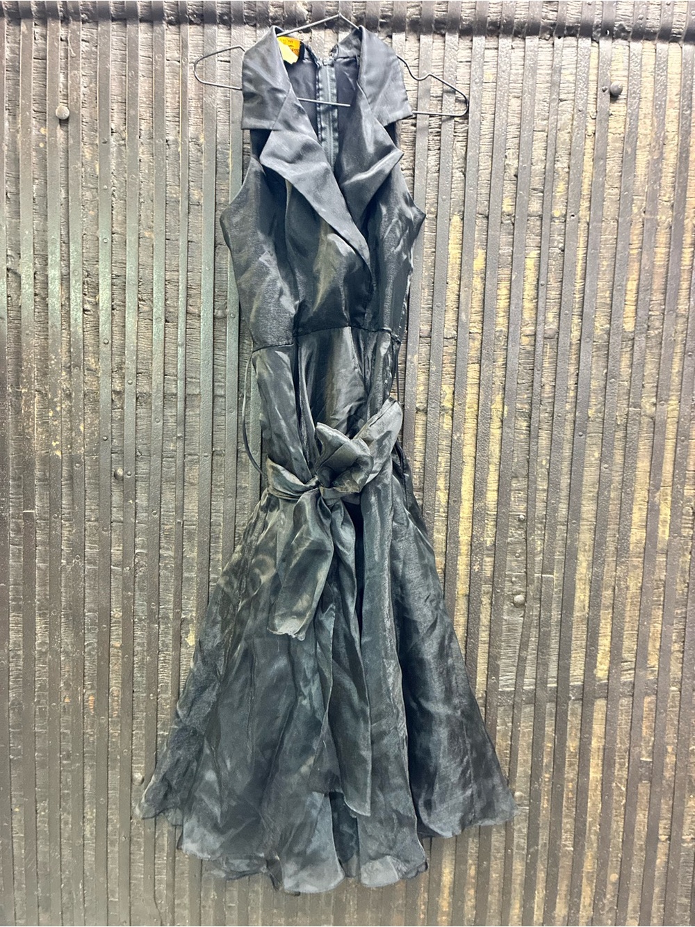 De Laru Chic Halter Maxi Dress in Slate Gray with Waist Tie